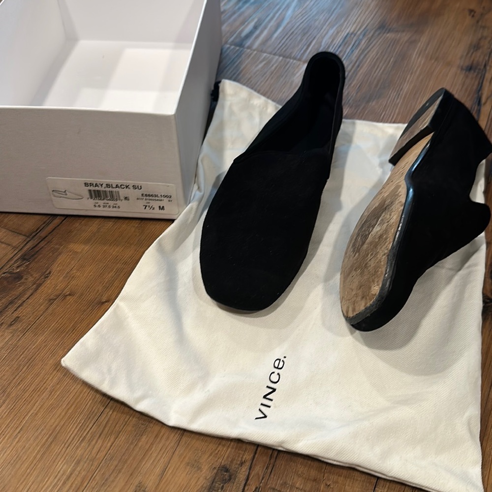 Vince Bray Black suede smoking slippers size 7.5 with dust bag and box